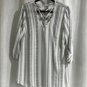 Maurices Black and White Striped Blouse